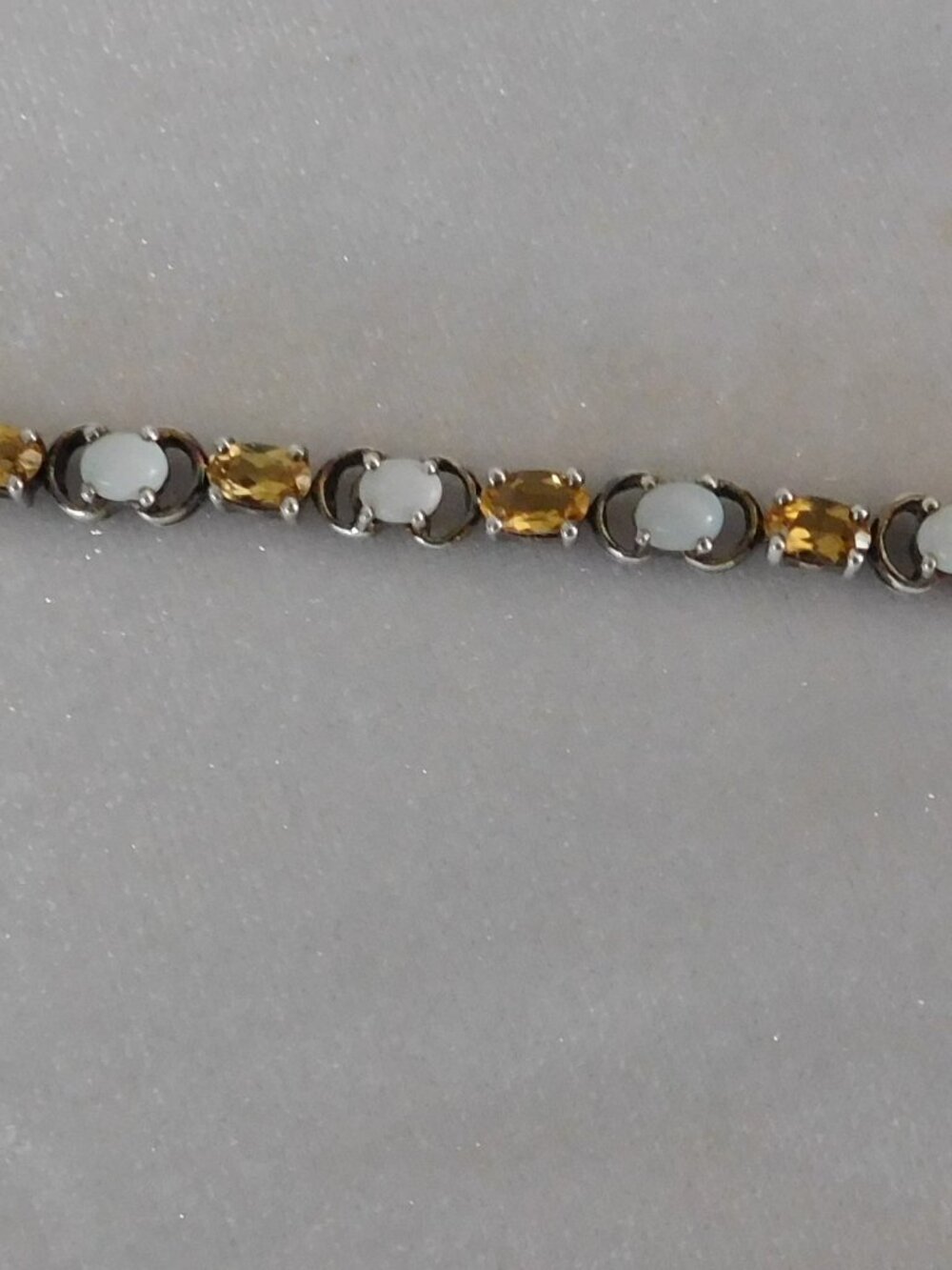 For Sale Ladies 925 Sterling Silver Bracelet c/w White Opals & Yellow Gemstones
